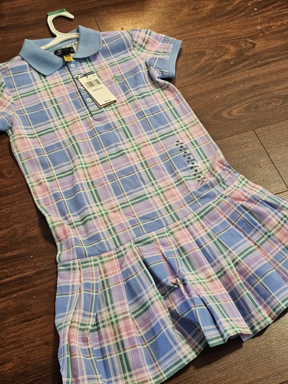 Polo Ralph Lauren Kids Plaid Polo Dress in Blue, Pink & Green - Picture 3 of 6